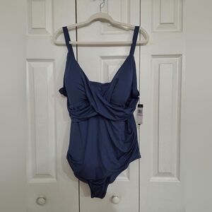 New Jantzen Blue One Piece Swimsuit Size 22